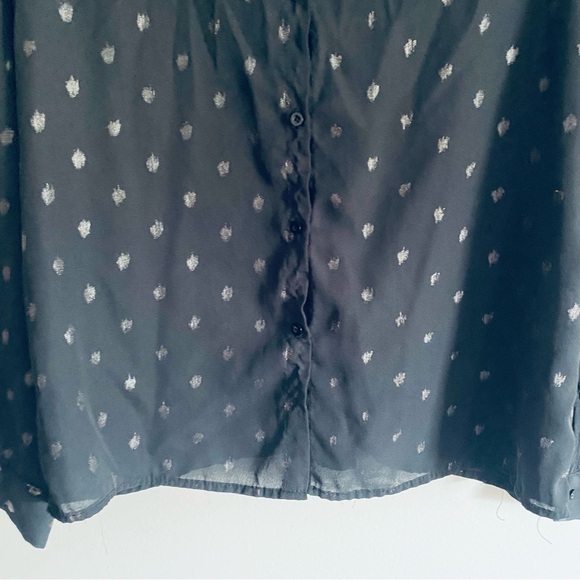 SHEIN Women's Black & Gold Polka Dot Long Sleeve Button Up Shirt Top Size Large - Picture 4 of 11